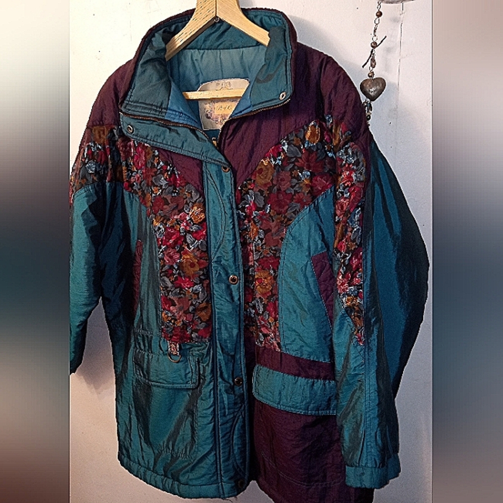 ⭐VINTAGE 90'S LONG WINTER COAT TAPESTRY DESIGN PLUS SIZE 2X JACKET